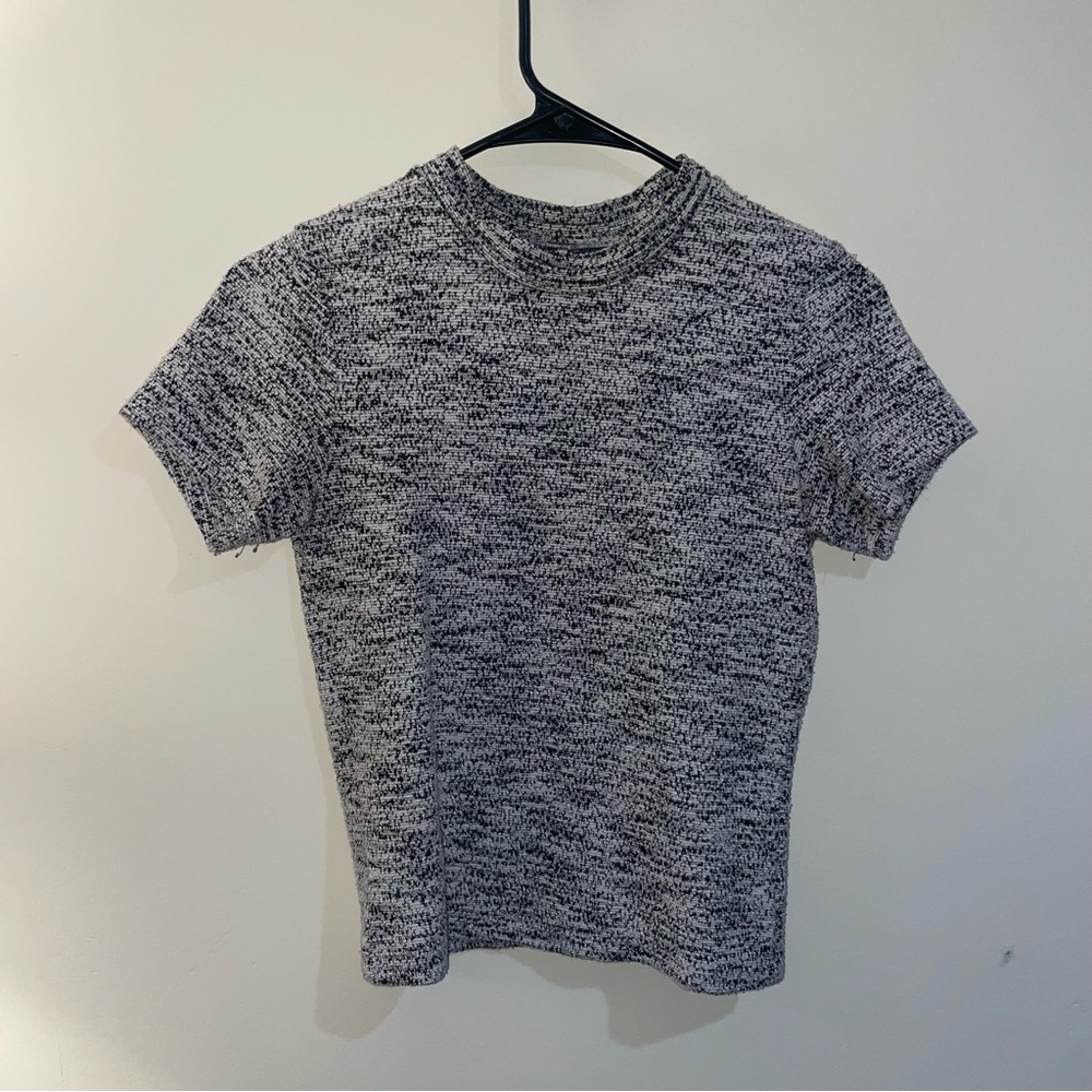 Free People Marled Mock Neck Cropped Baby Tee Sweater